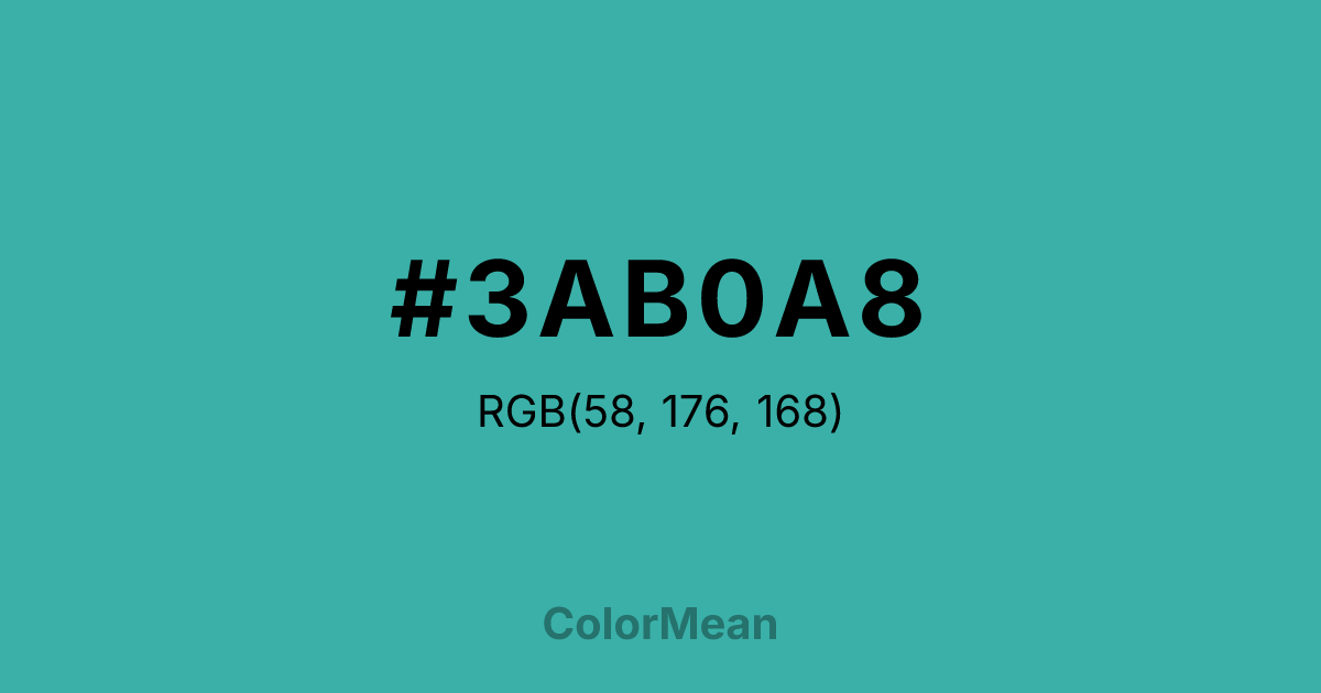 Color swatch image showing #3AB0A8 with RGB(58,176,168) values