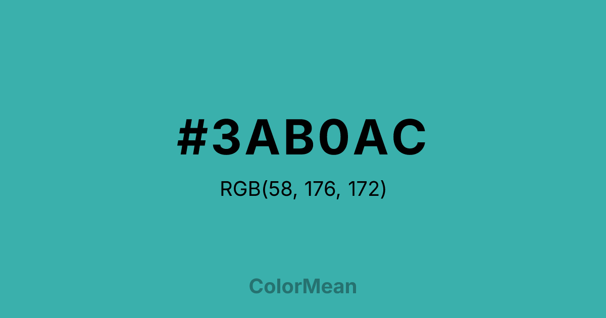 Color swatch image showing #3AB0AC with RGB(58,176,172) values