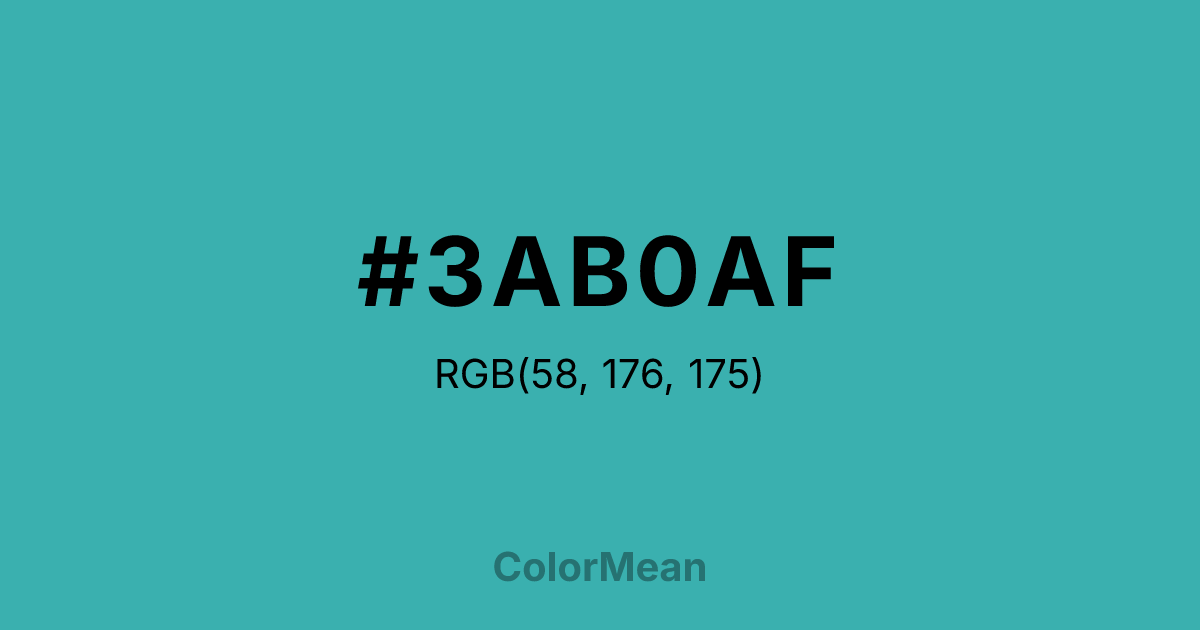 Color swatch image showing #3AB0AF with RGB(58,176,175) values