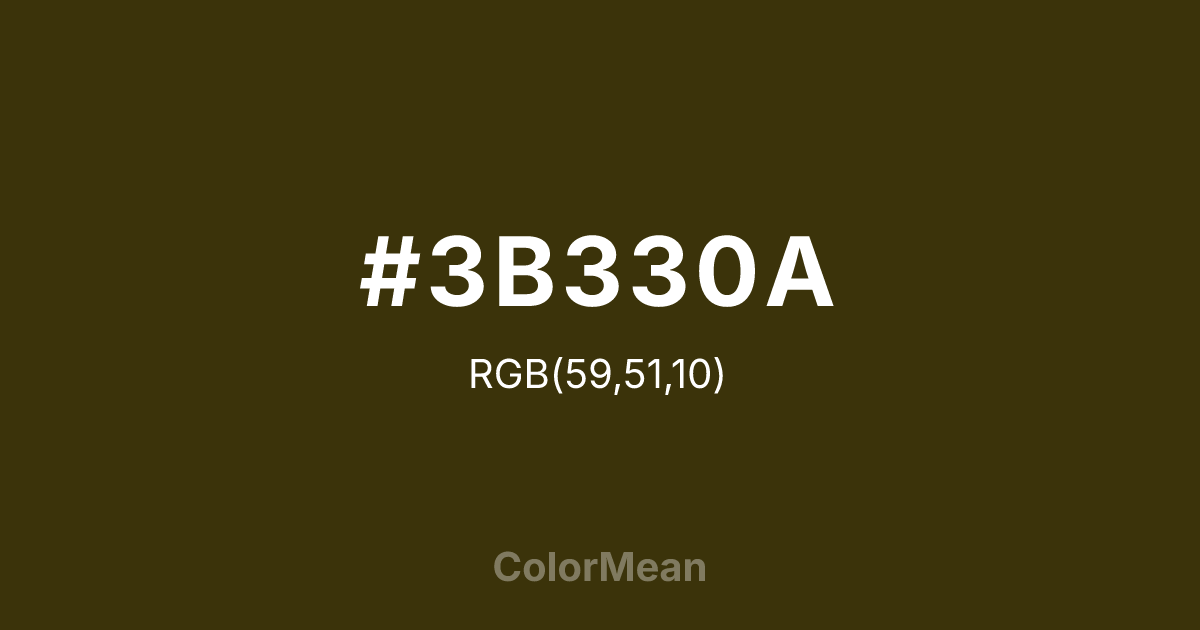 Color swatch image showing #3B330A with RGB(59,51,10) values