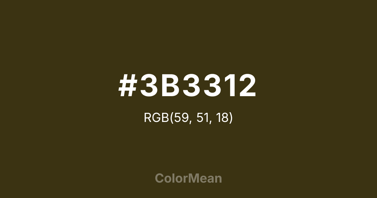 Color swatch image showing #3B3312 with RGB(59,51,18) values