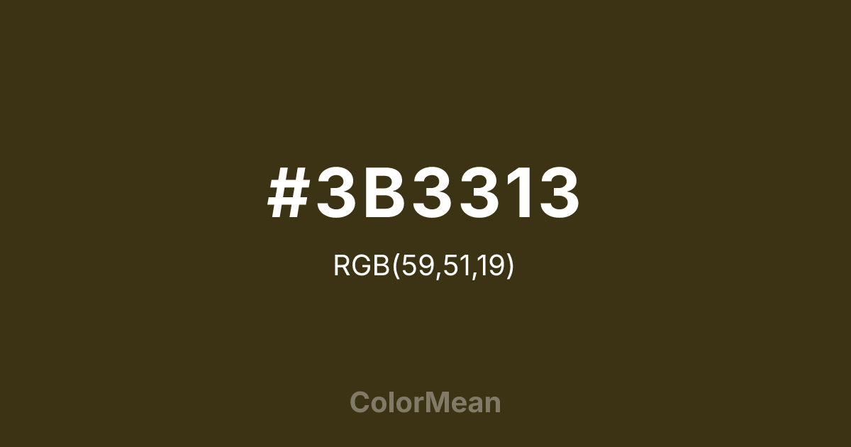 Color swatch image showing #3B3313 with RGB(59,51,19) values