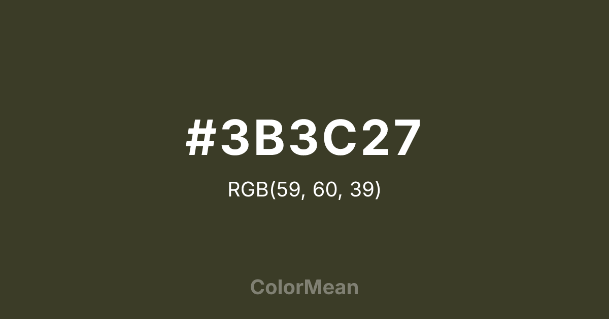 Color swatch image showing #3B3C27 with RGB(59,60,39) values
