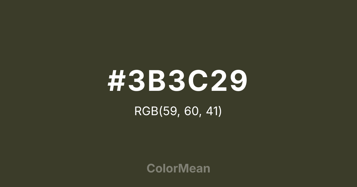 Color swatch image showing #3B3C29 with RGB(59,60,41) values