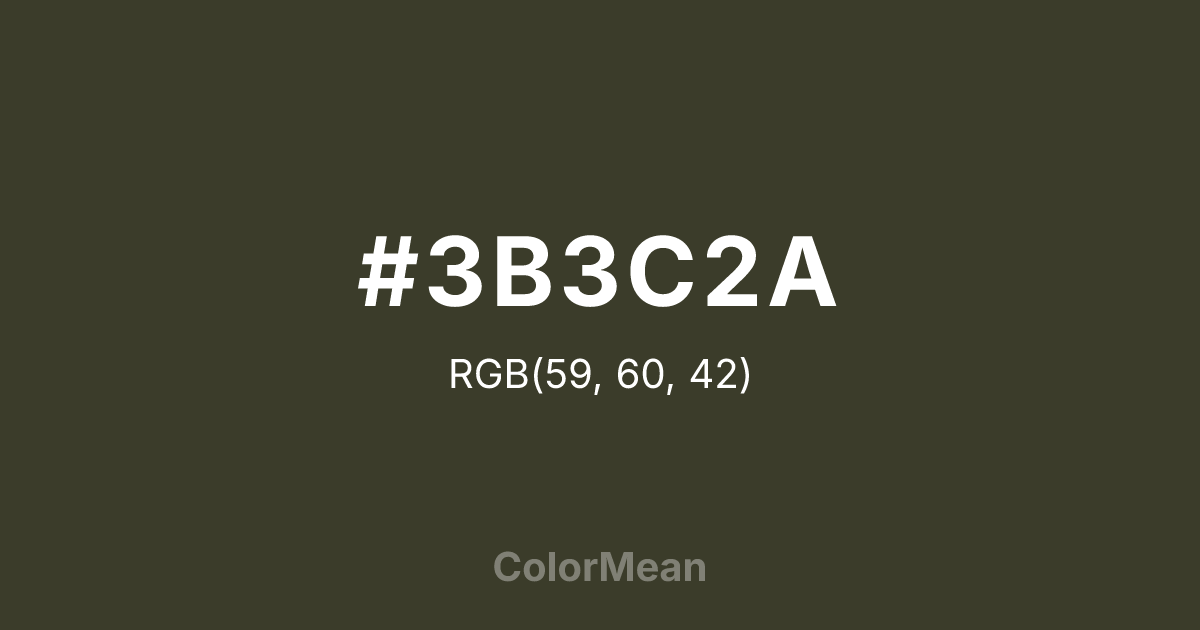 Color swatch image showing #3B3C2A with RGB(59,60,42) values