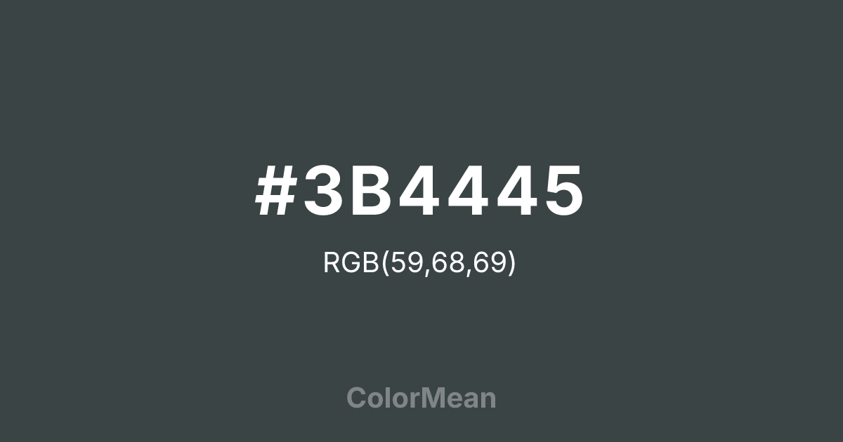 Color swatch image showing #3B4445 with RGB(59,68,69) values