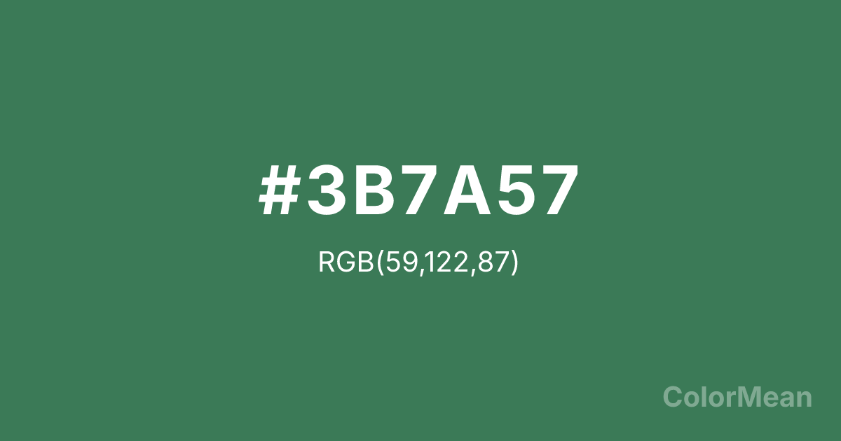 Color swatch image showing Amazon (#3B7A57) with RGB(59,122,87) values