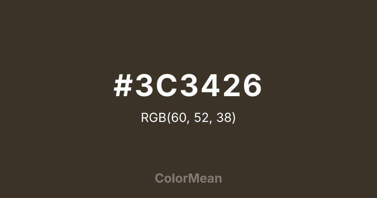 Color swatch image showing #3C3426 with RGB(60,52,38) values