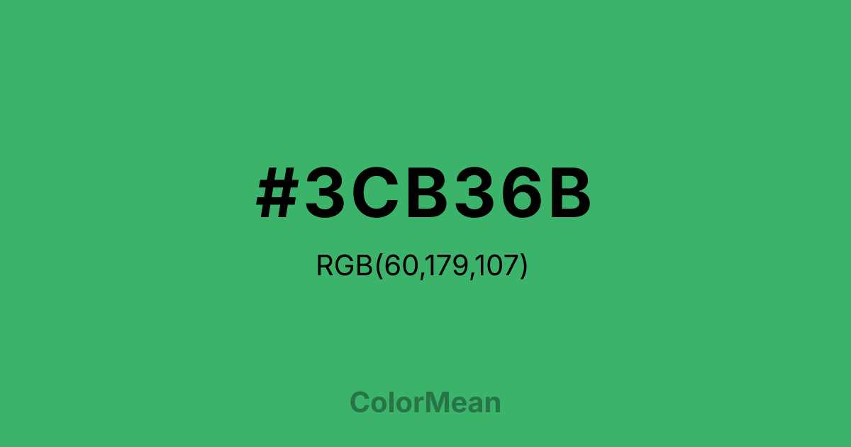 Color swatch image showing #3CB36B with RGB(60,179,107) values