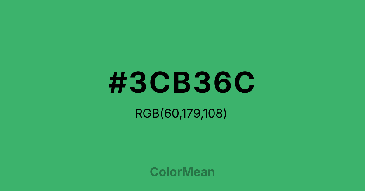 Color swatch image showing #3CB36C with RGB(60,179,108) values