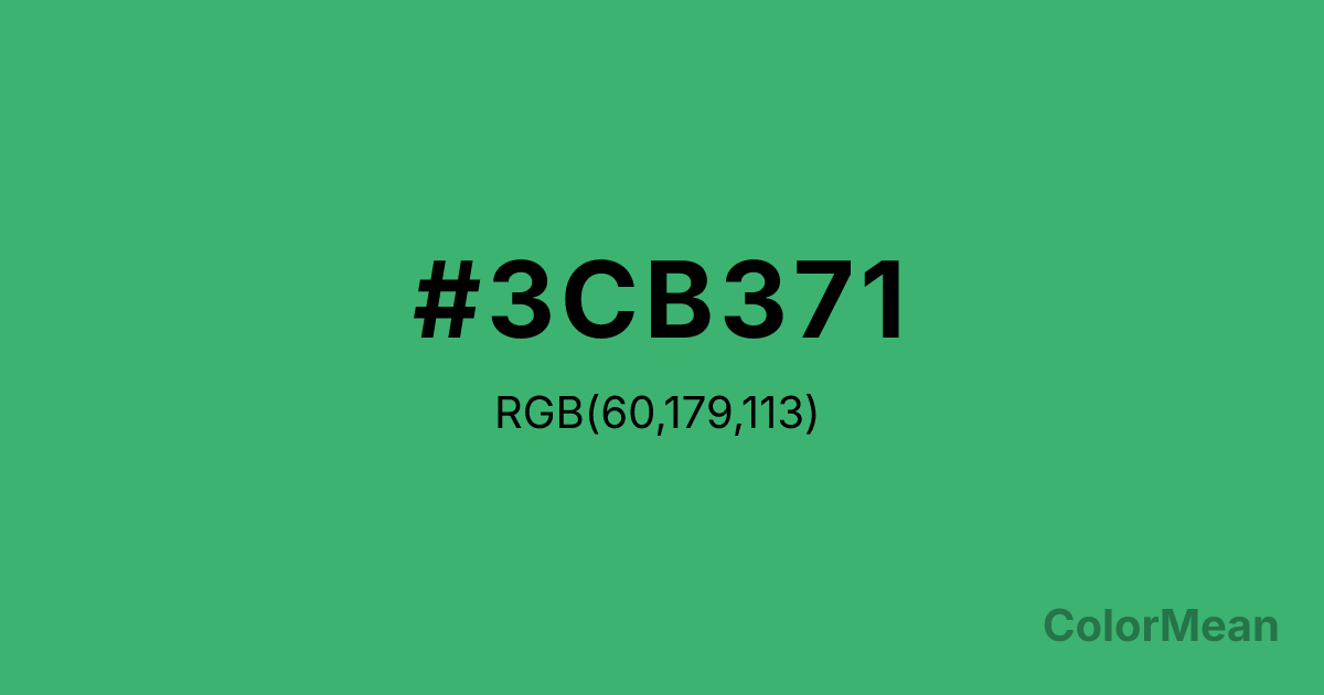 Color swatch image showing Medium SeaGreen (#3CB371) with RGB(60,179,113) values