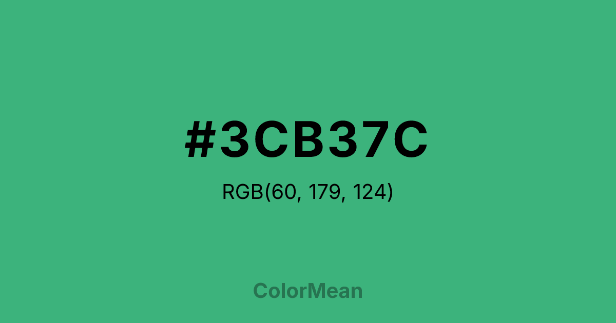 Color swatch image showing #3CB37C with RGB(60,179,124) values