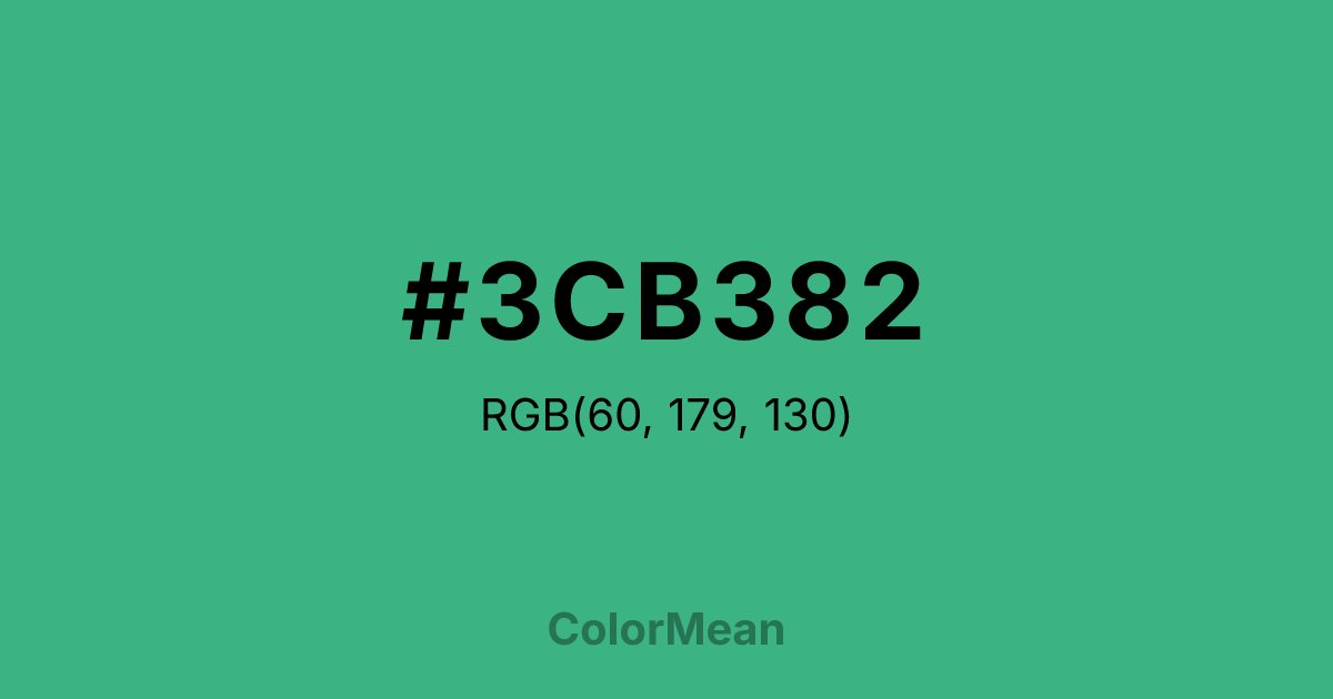 Color swatch image showing #3CB382 with RGB(60,179,130) values