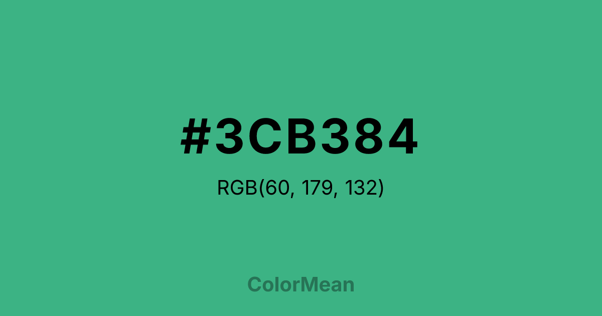 Color swatch image showing #3CB384 with RGB(60,179,132) values