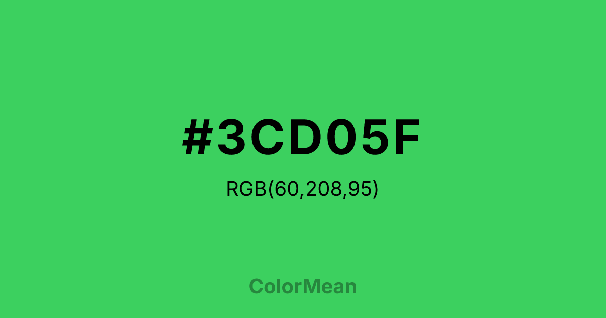 Color swatch image showing #3CD05F with RGB(60,208,95) values
