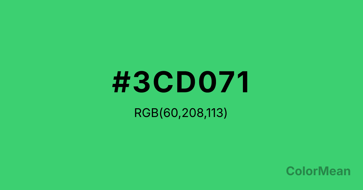 Color swatch image showing #3CD071 with RGB(60,208,113) values