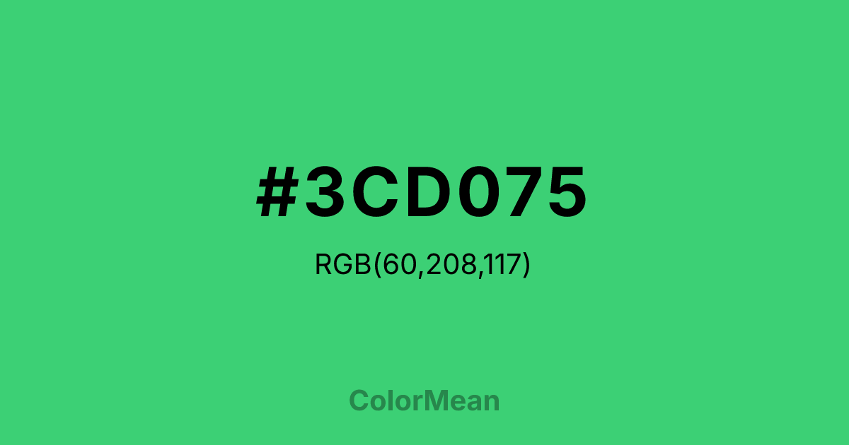 Color swatch image showing #3CD075 with RGB(60,208,117) values