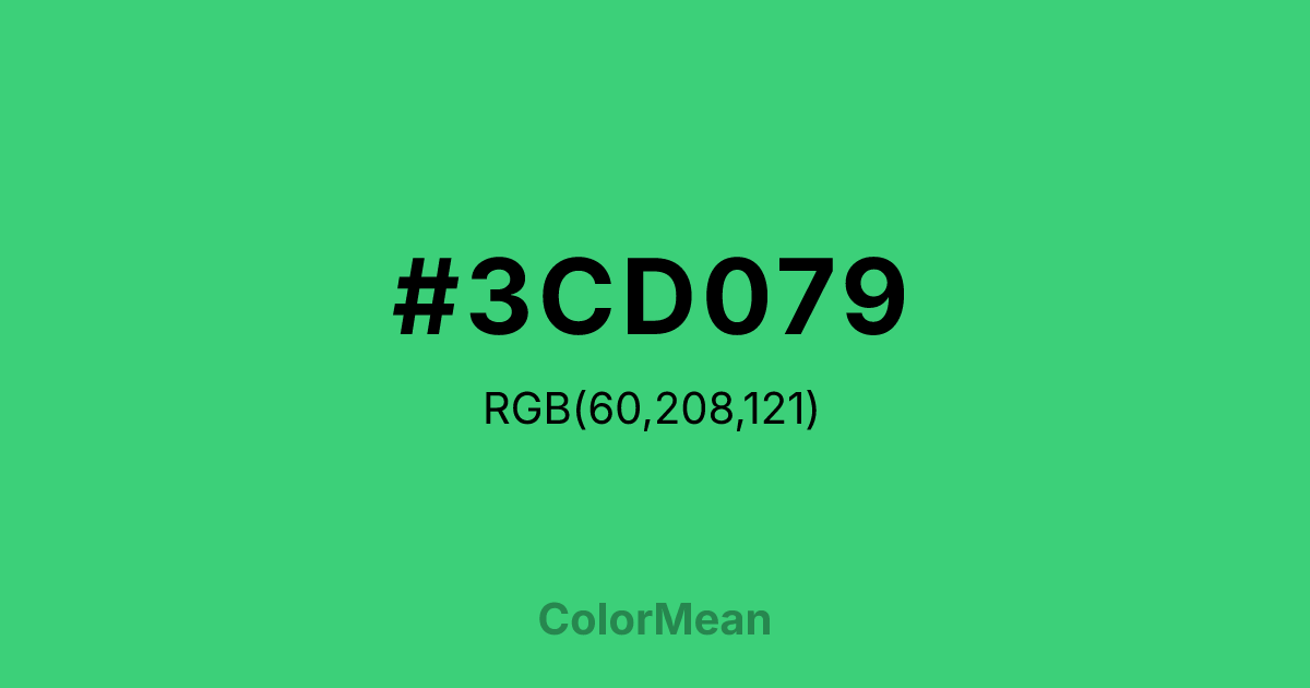 Color swatch image showing #3CD079 with RGB(60,208,121) values