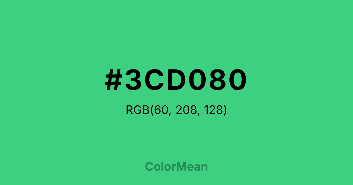 Color swatch image showing #3CD080 with RGB(60,208,128) values