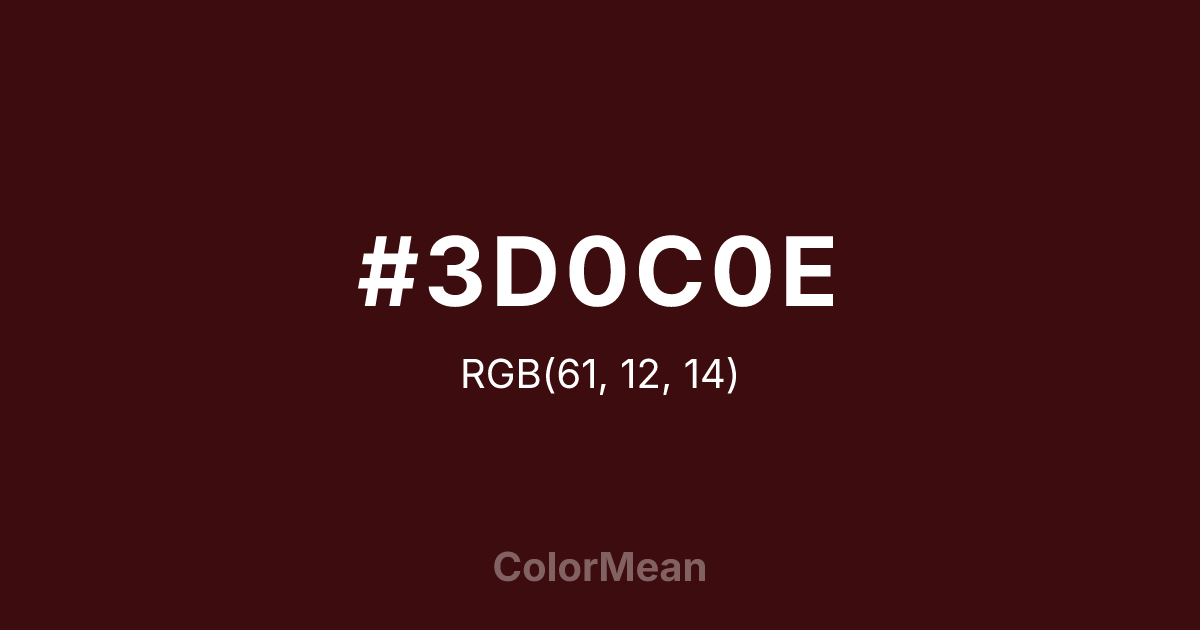 Color swatch image showing #3D0C0E with RGB(61,12,14) values