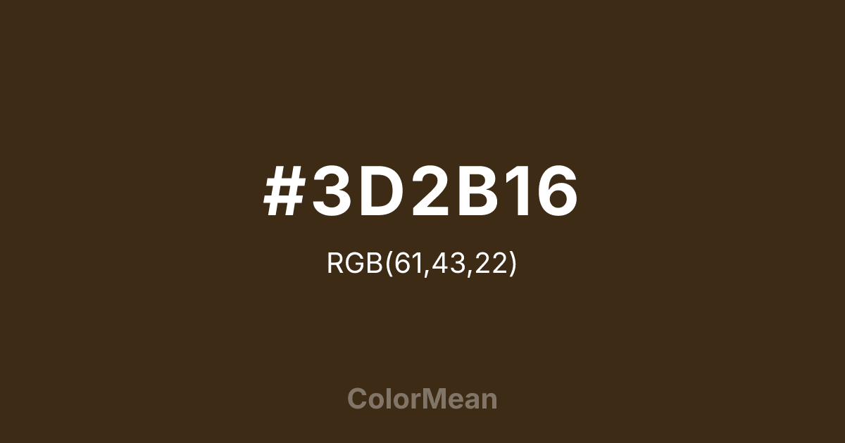 Color swatch image showing #3D2B16 with RGB(61,43,22) values