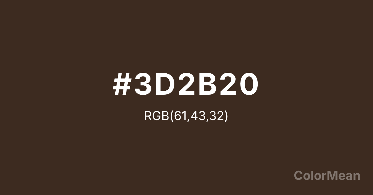 Color swatch image showing #3D2B20 with RGB(61,43,32) values