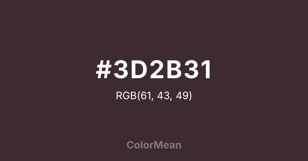 Color swatch image showing #3D2B31 with RGB(61,43,49) values