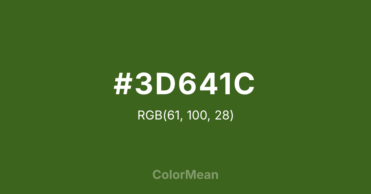 Color swatch image showing #3D641C with RGB(61,100,28) values