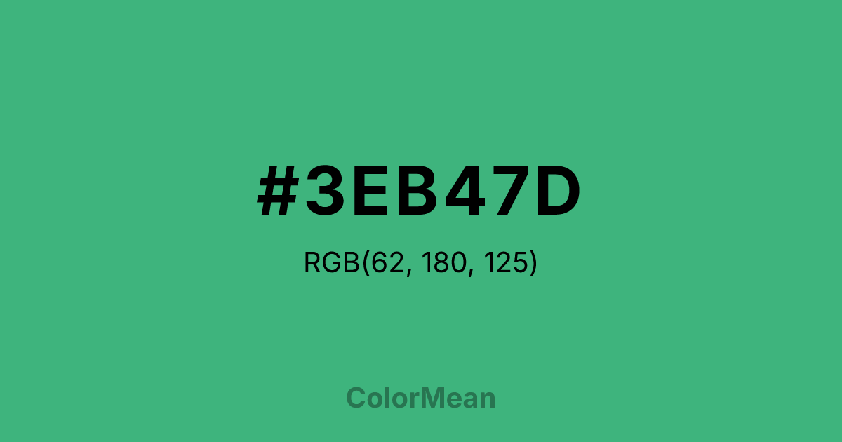 Color swatch image showing #3EB47D with RGB(62,180,125) values