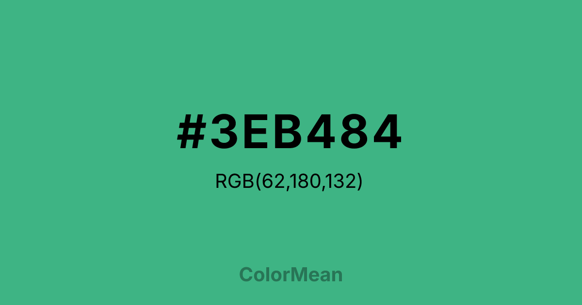 Color swatch image showing #3EB484 with RGB(62,180,132) values
