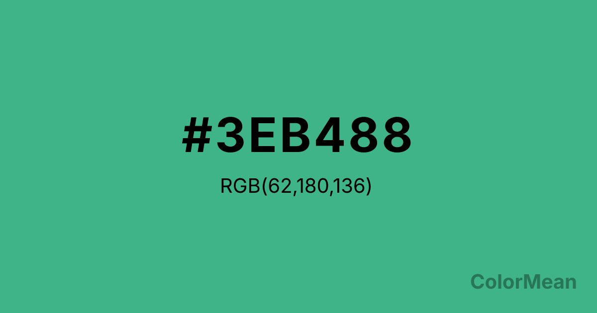 Color swatch image showing #3EB488 with RGB(62,180,136) values