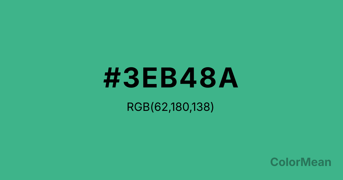 Color swatch image showing #3EB48A with RGB(62,180,138) values