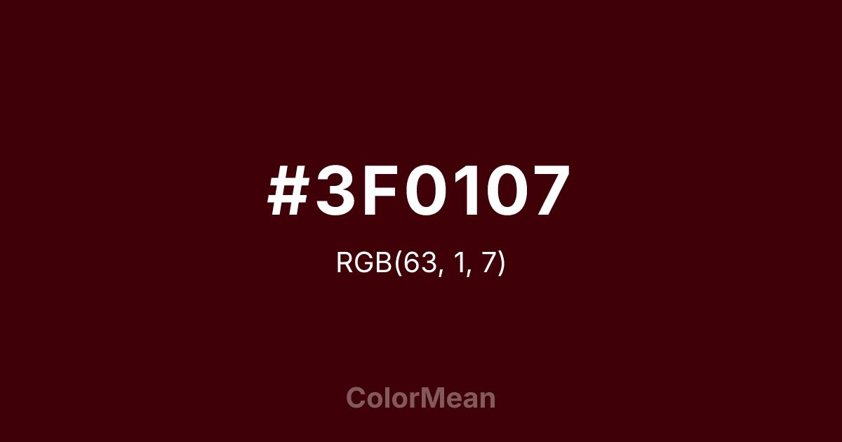 Color swatch image showing #3F0107 with RGB(63,1,7) values