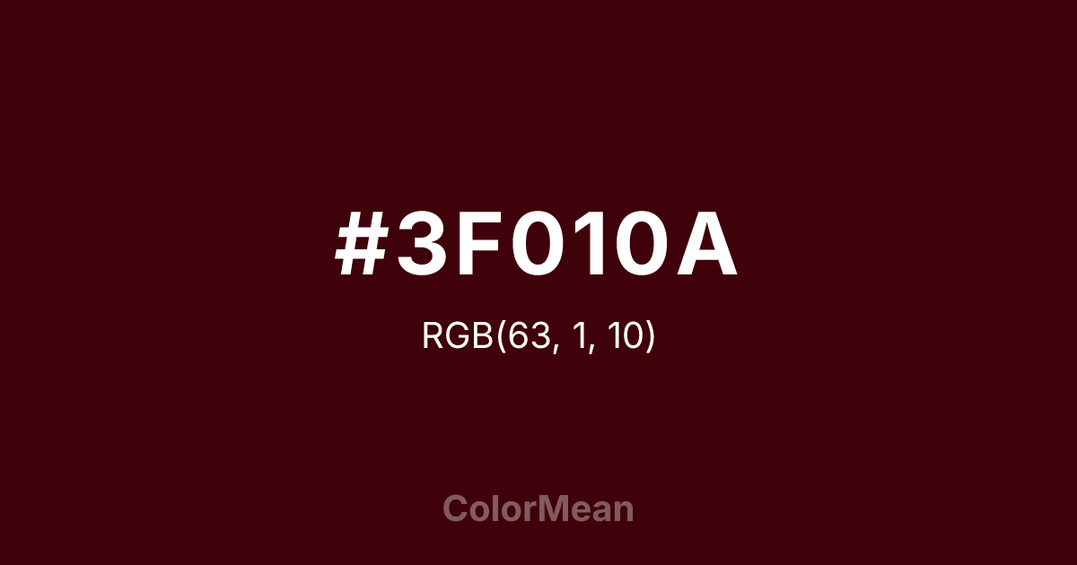 Color swatch image showing #3F010A with RGB(63,1,10) values