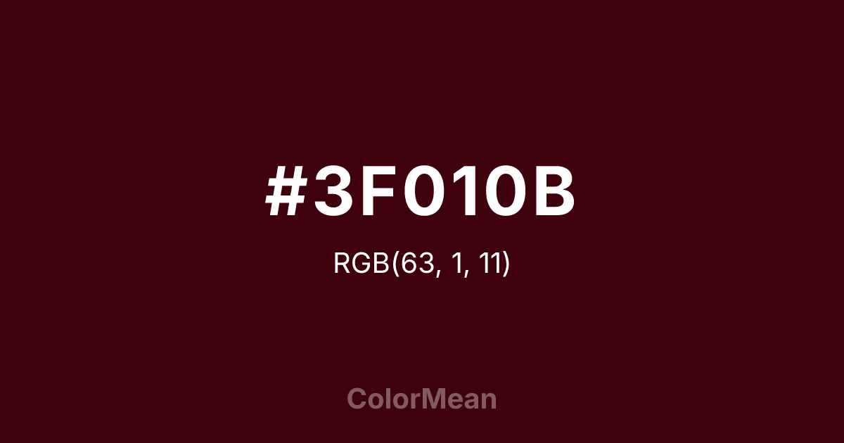 Color swatch image showing #3F010B with RGB(63,1,11) values