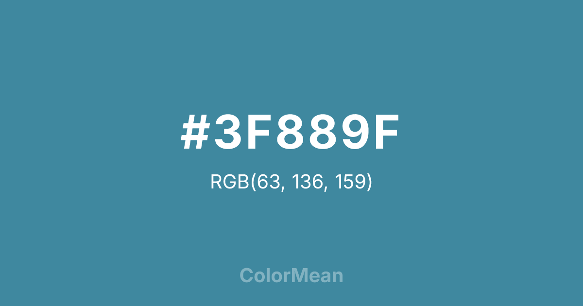 Color swatch image showing #3F889F with RGB(63,136,159) values
