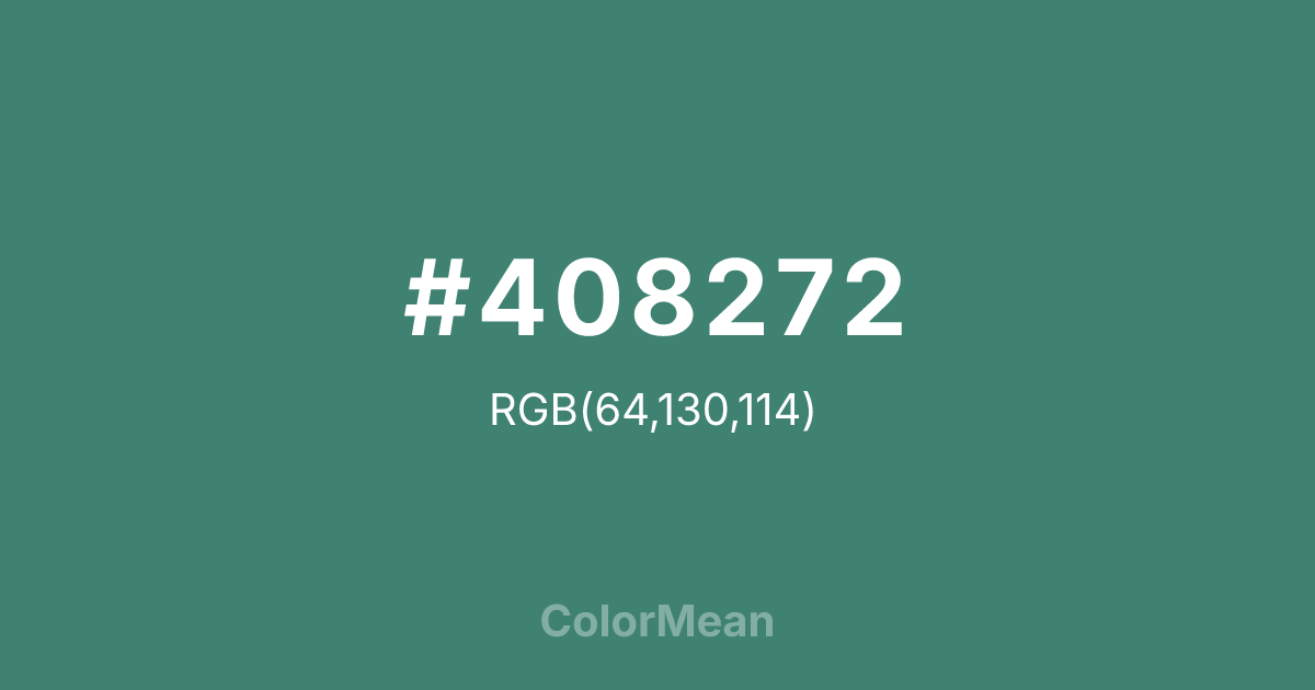 Color swatch image showing #408272 with RGB(64,130,114) values