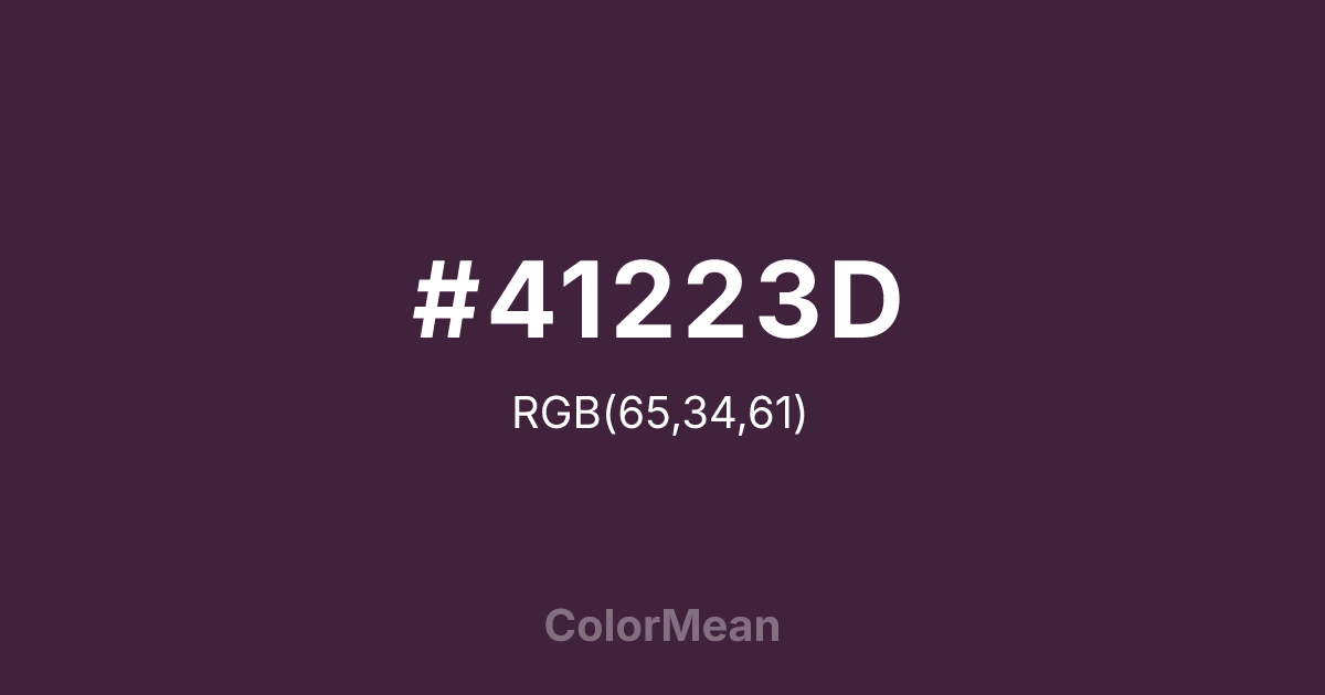 Color swatch image showing #41223D with RGB(65,34,61) values