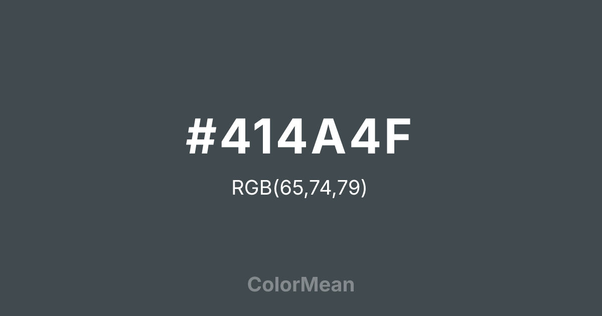 Color swatch image showing #414A4F with RGB(65,74,79) values