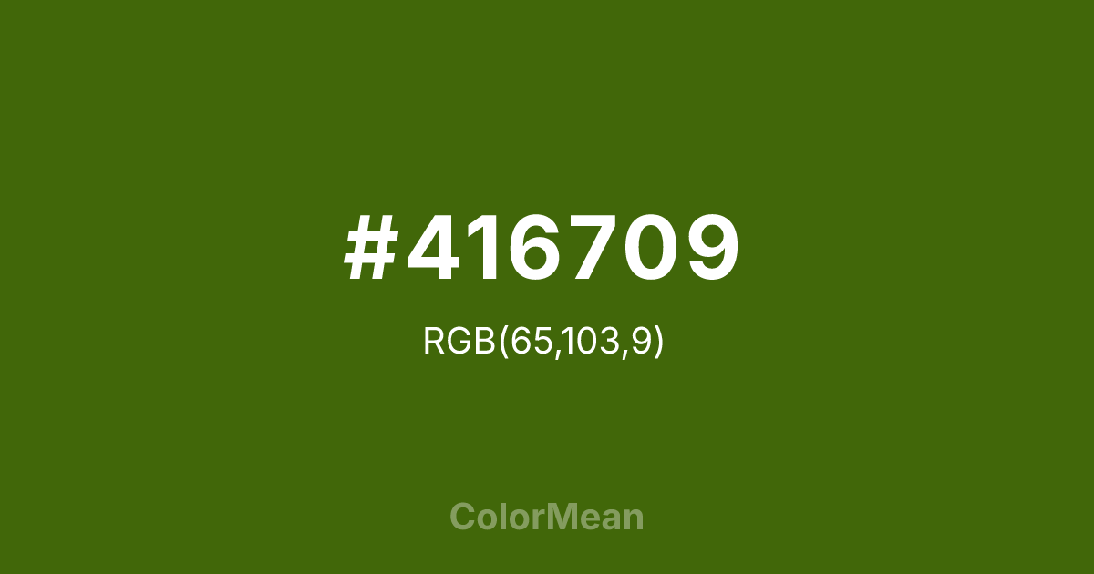 Color swatch image showing #416709 with RGB(65,103,9) values