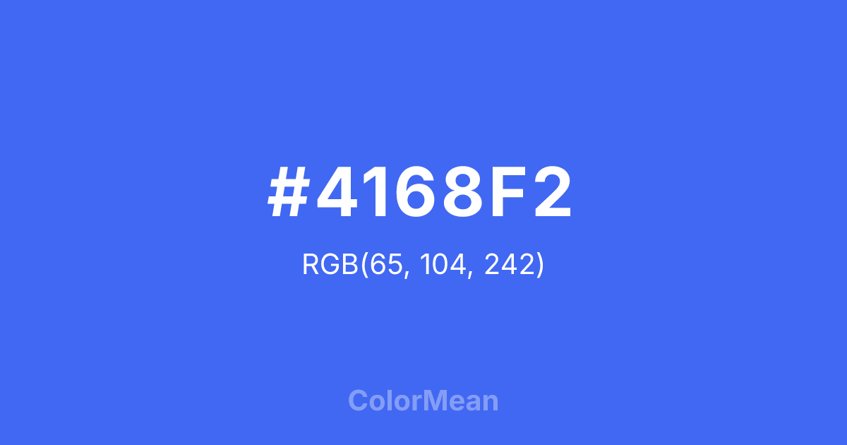 Color swatch image showing #4168F2 with RGB(65,104,242) values