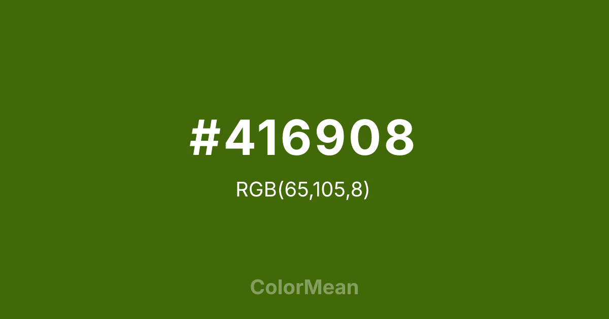 Color swatch image showing #416908 with RGB(65,105,8) values