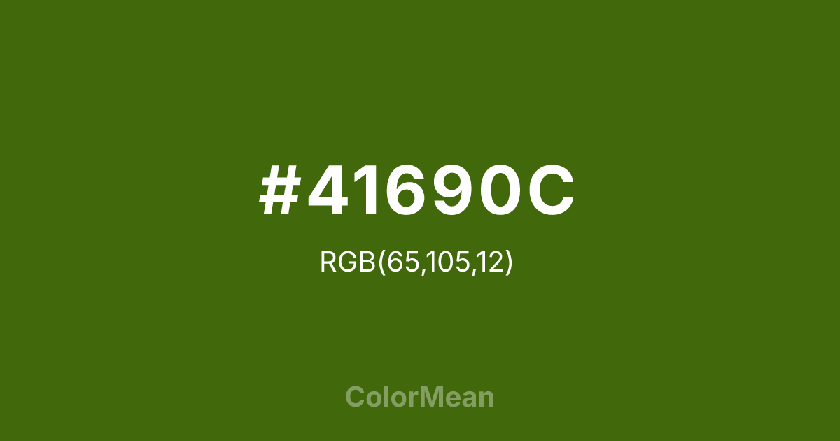 Color swatch image showing #41690C with RGB(65,105,12) values