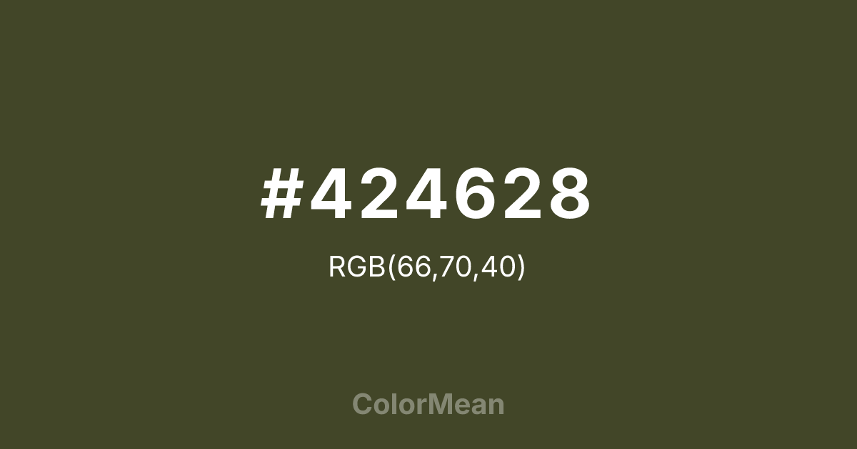 Color swatch image showing #424628 with RGB(66,70,40) values