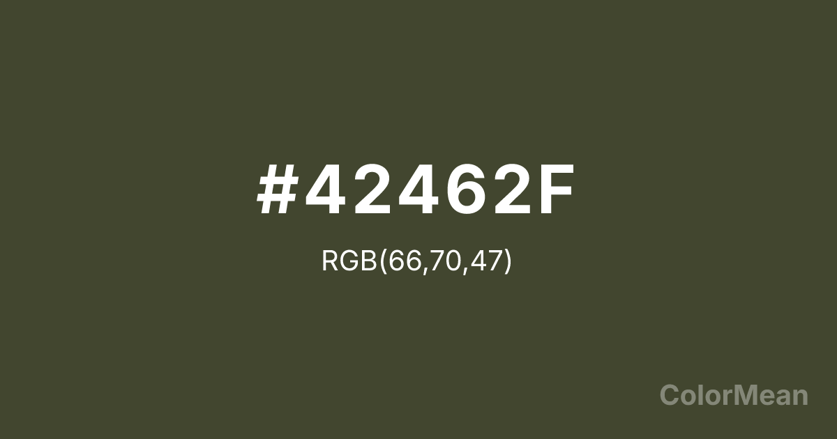 Color swatch image showing #42462F with RGB(66,70,47) values