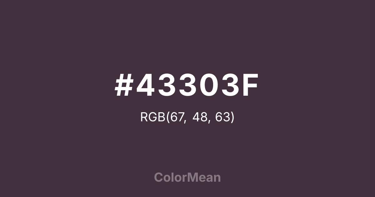 Color swatch image showing #43303F with RGB(67,48,63) values