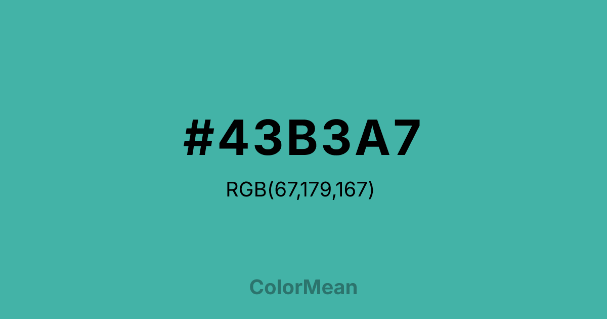 Color swatch image showing #43B3A7 with RGB(67,179,167) values