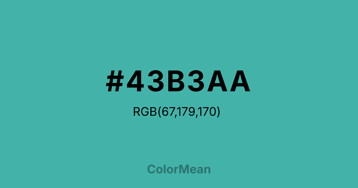 Color swatch image showing #43B3AA with RGB(67,179,170) values