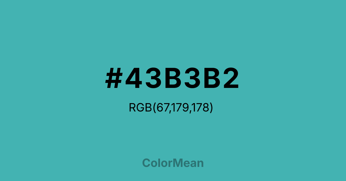 Color swatch image showing #43B3B2 with RGB(67,179,178) values