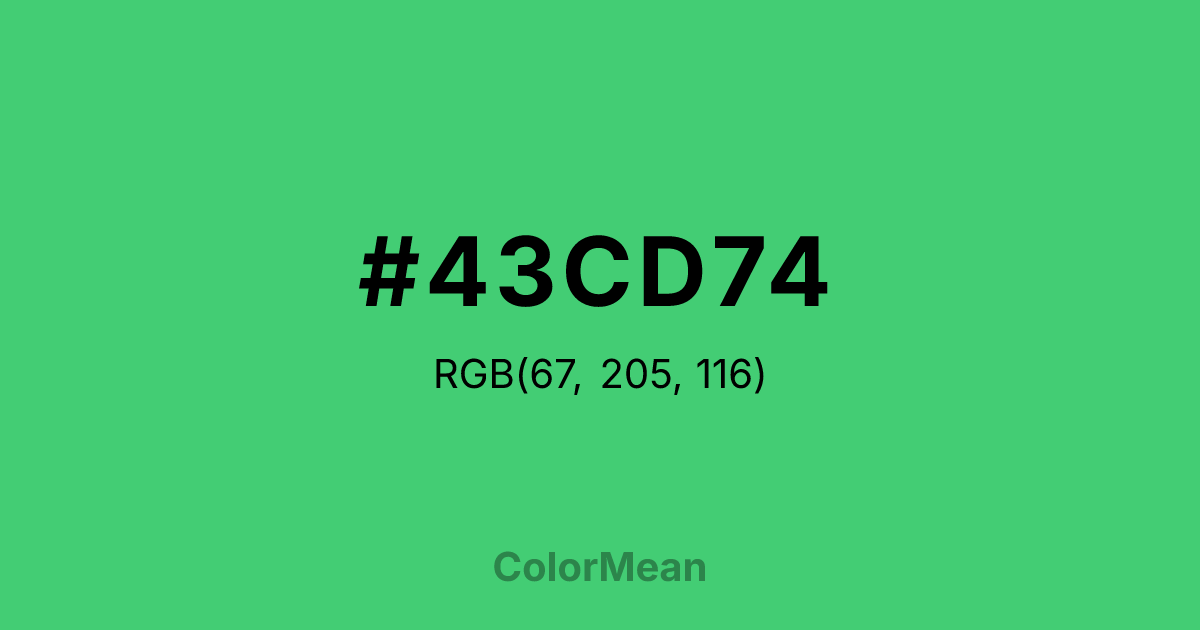 Color swatch image showing #43CD74 with RGB(67,205,116) values